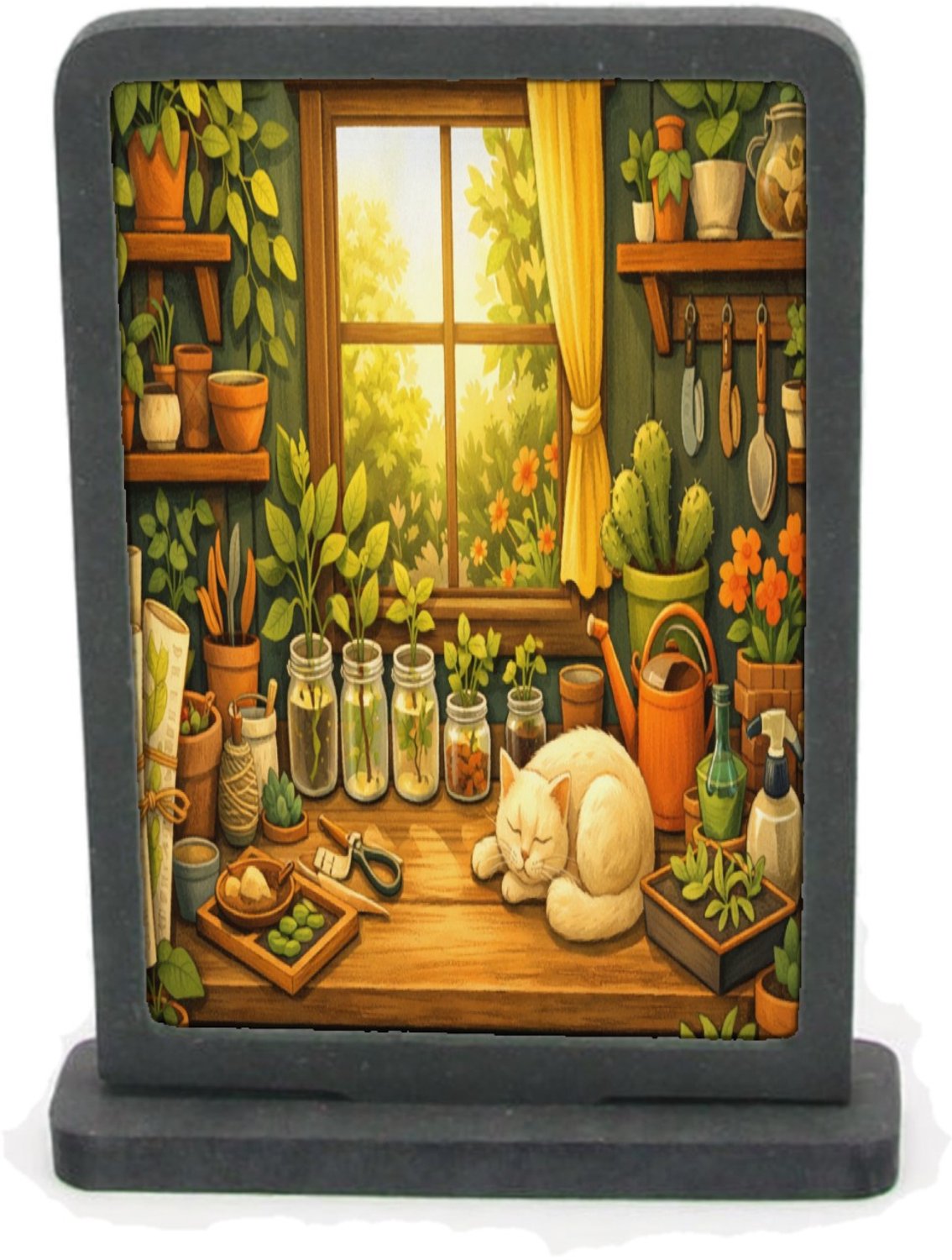 Mr Cadeautjes Houten fotolijst rechthoek met MDF inleg - design Een werkplek voor een creatief plantenliefhebber met bureau| cadeau Wit