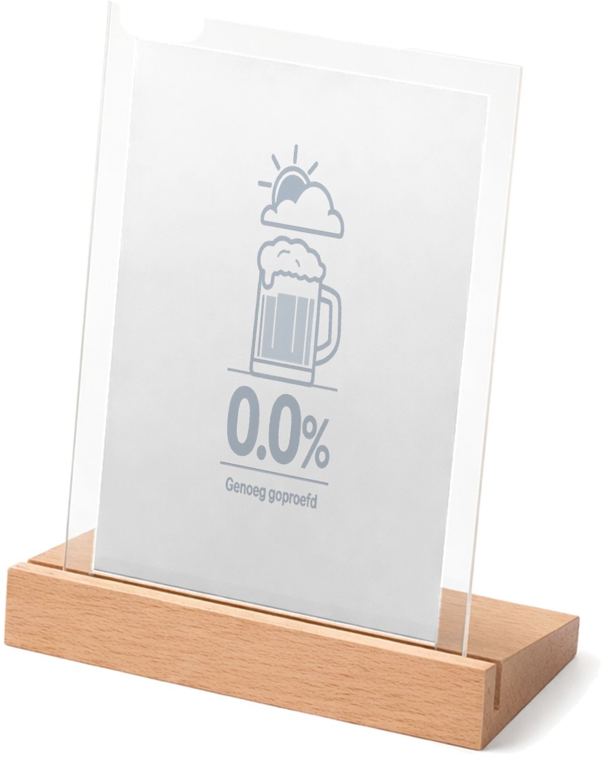 Mr Cadeautjes Glasframe met vaste tekst - design Een weerbericht-grap rond koffie in plaats van bier, met een | cadeau Wit