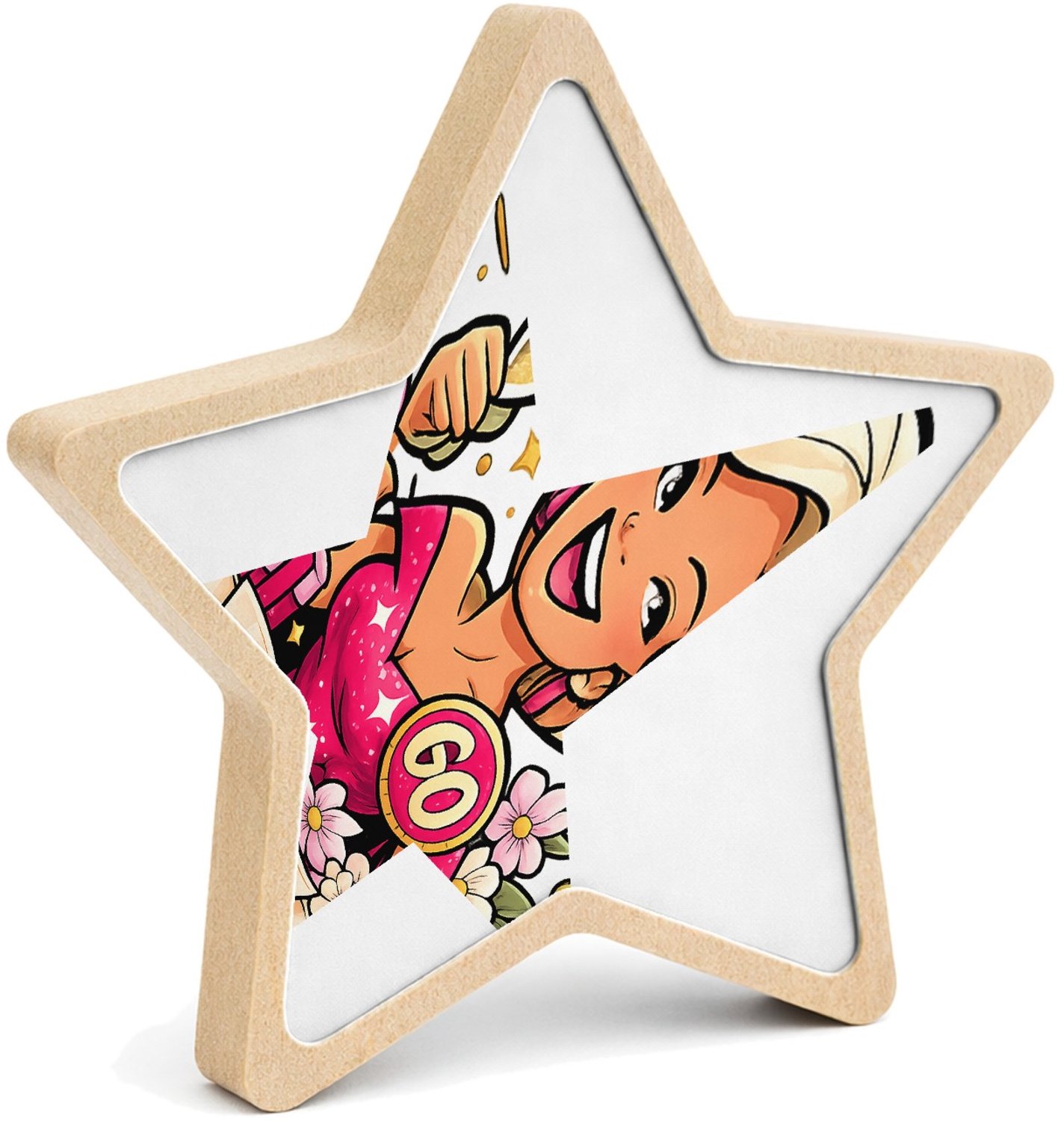 Mr Cadeautjes MDF fotolijst ster 14 x 13,5 - design Glamoureuze jubileumviering met een andere levensfase en een | cadeau Wit