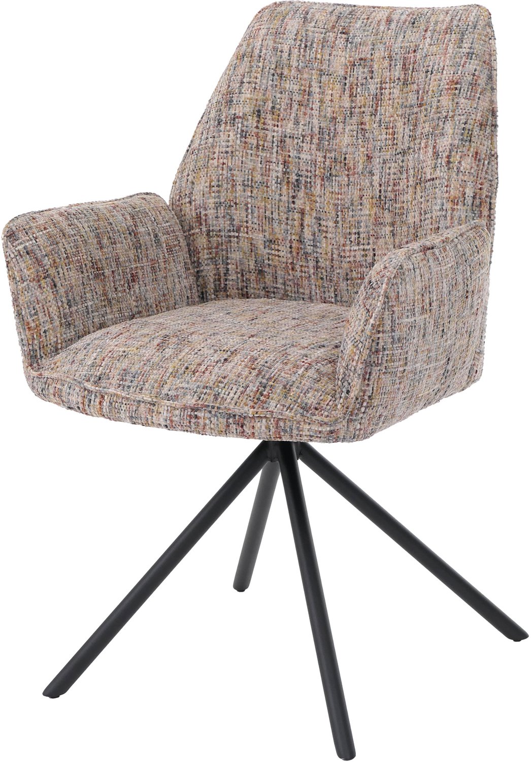 Eetkamerstoel MCW-G67, keukenstoel, draaibaar, automatische positie-instelling, metaal, chenille (410 g/m²) ~ frame zwart, veelkleurig