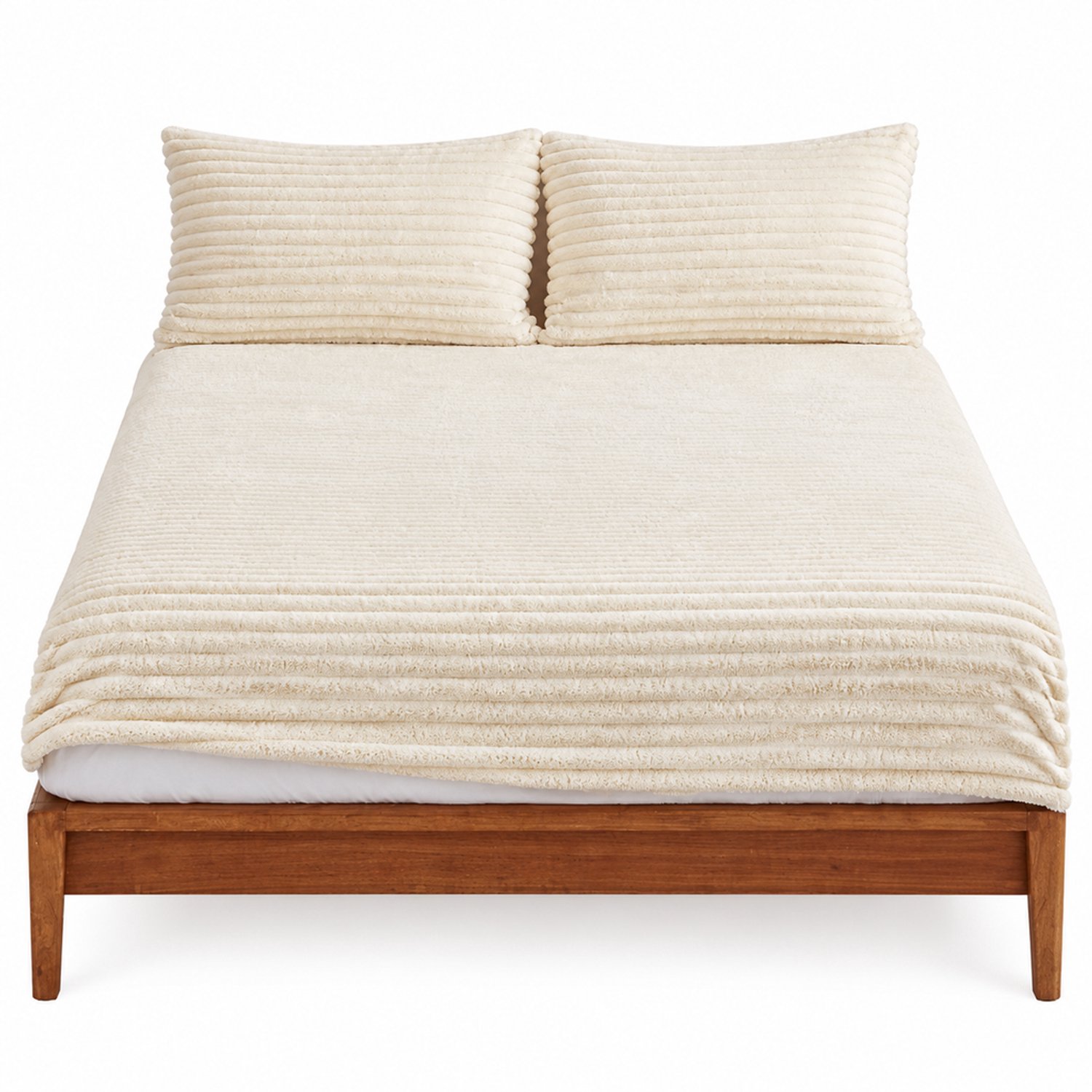 SWGOTA Hoeslaken 110 x 200 cm met pluche ribstructuur - Gebroken wit - Voor matrassen tot 30 cm dik - 1 stuk