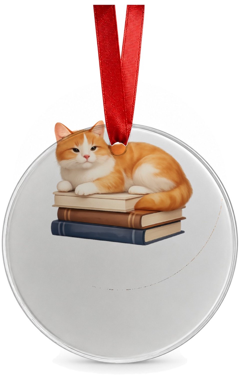 Mr Cadeautjes Glazen cirkel Ø 8,9 cm - design Een ontspannen dier op een hobby-object met een korte, kalme | cadeau Wit
