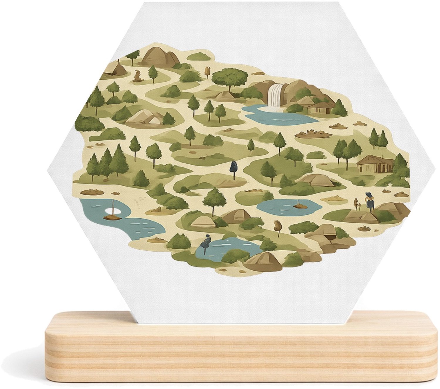 Mr Cadeautjes MDF fotolijst/inleg hexagon 14 x 13 - design Een rustige stadsplattegrond als decoratieve print met mini| cadeau Wit