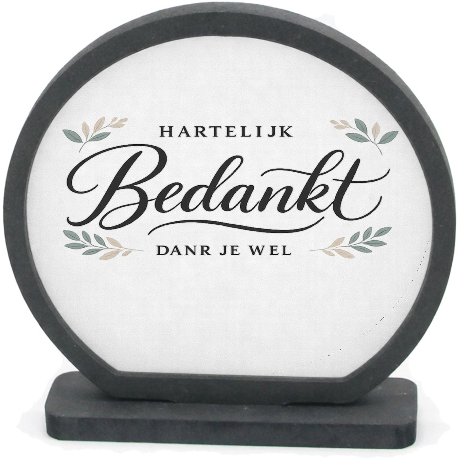 Mr Cadeautjes Houten fotolijst rond met MDF inleg - design Een krachtige waarderingsposter met botanische omlijsting ro | cadeau Wit