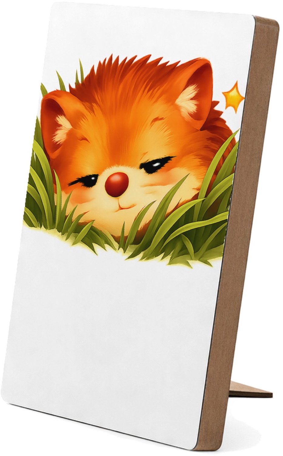 Mr Cadeautjes Glasframe/MDF 12,7 x 17,8 - design Een slaperige egel die half verscholen zit tussen gras en me | cadeau Wit