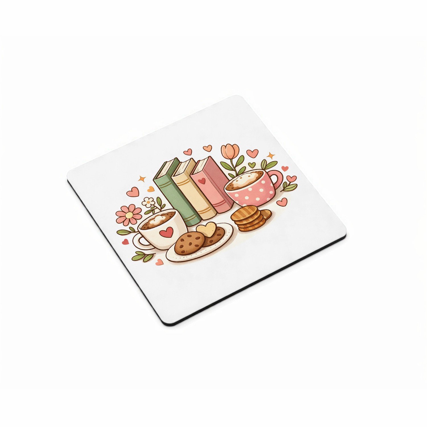 Mr Cadeautjes MDF magnetische fotolijst vierkant 9,5 - design Een lieve, afgeronde centrische illustratie met een verzamel | cadeau Wit