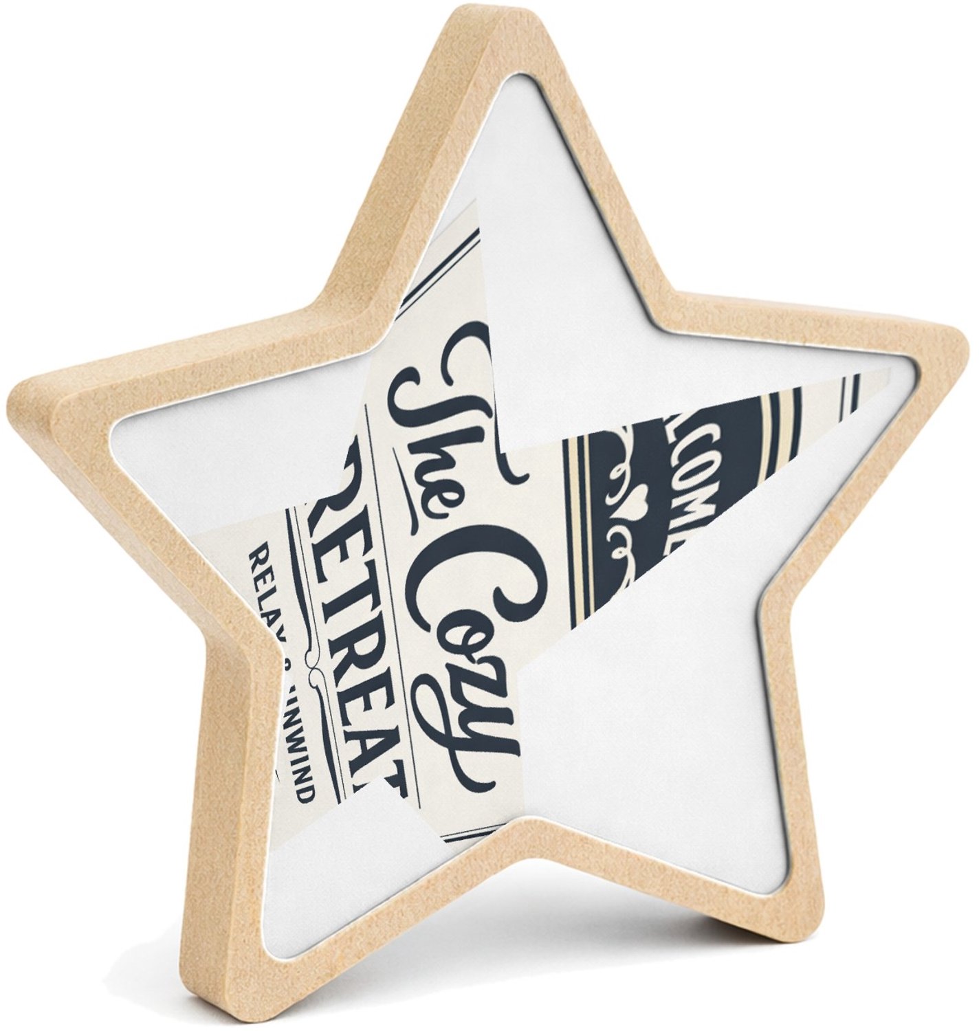 Mr Cadeautjes MDF fotolijst ster 14 x 13,5 - design Een elegante 'service-hotel' poster met een speelse thuissfe | cadeau Wit