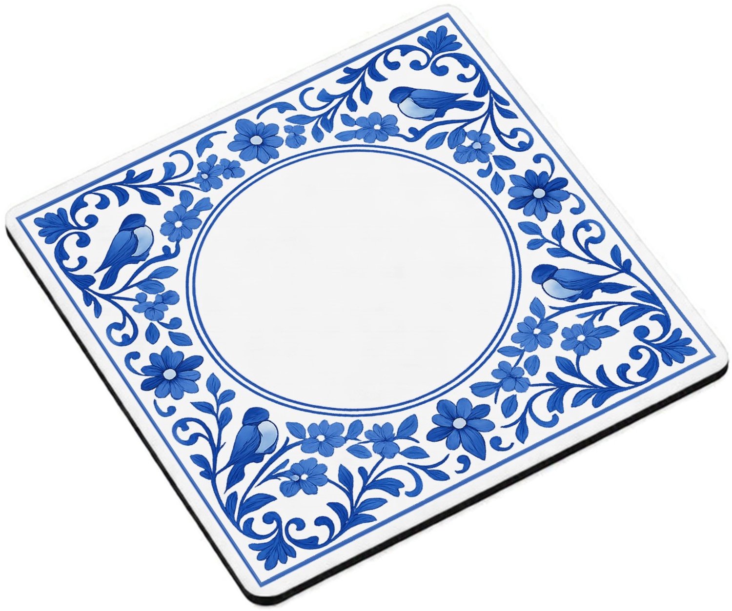 Mr Cadeautjes MDF magnetische fotolijst vierkant 9,5 - design Een ronde botanische omlijsting rond een korte boodschap ove | cadeau Wit