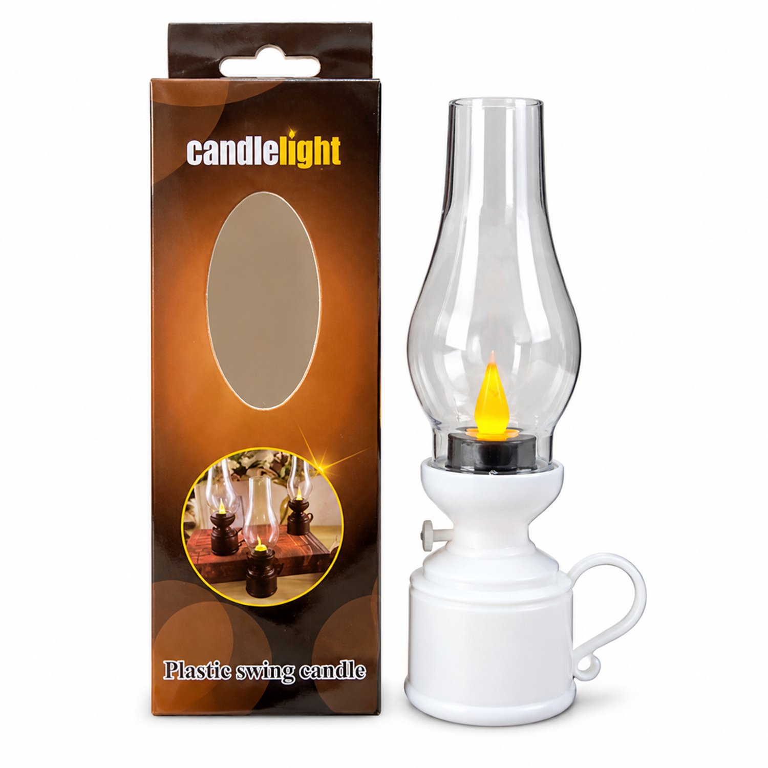 SWGOTA led kaarsen in retrostijl - Witte decoratieve olielamp met lontvorm, kunststof, in doos