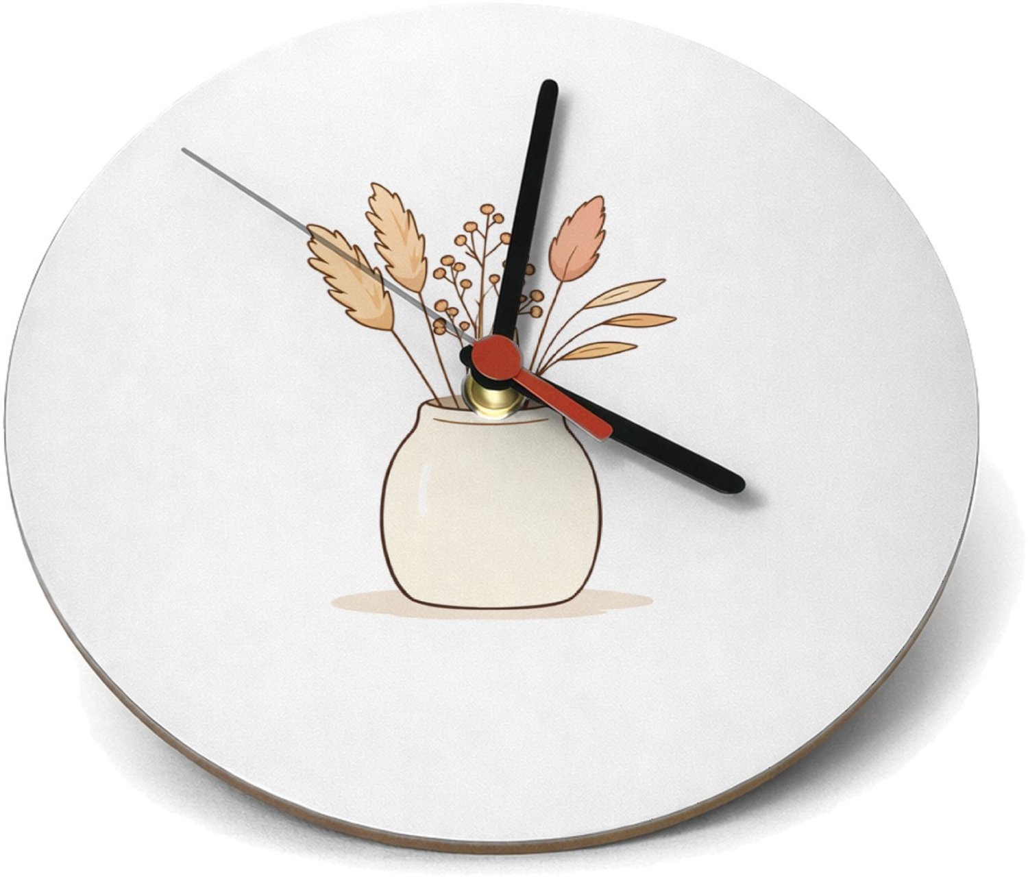 Mr Cadeautjes Klok rond Ø 19 - design Een minimalistisch botanisch tekstontwerp met een warm thuis | cadeau Wit