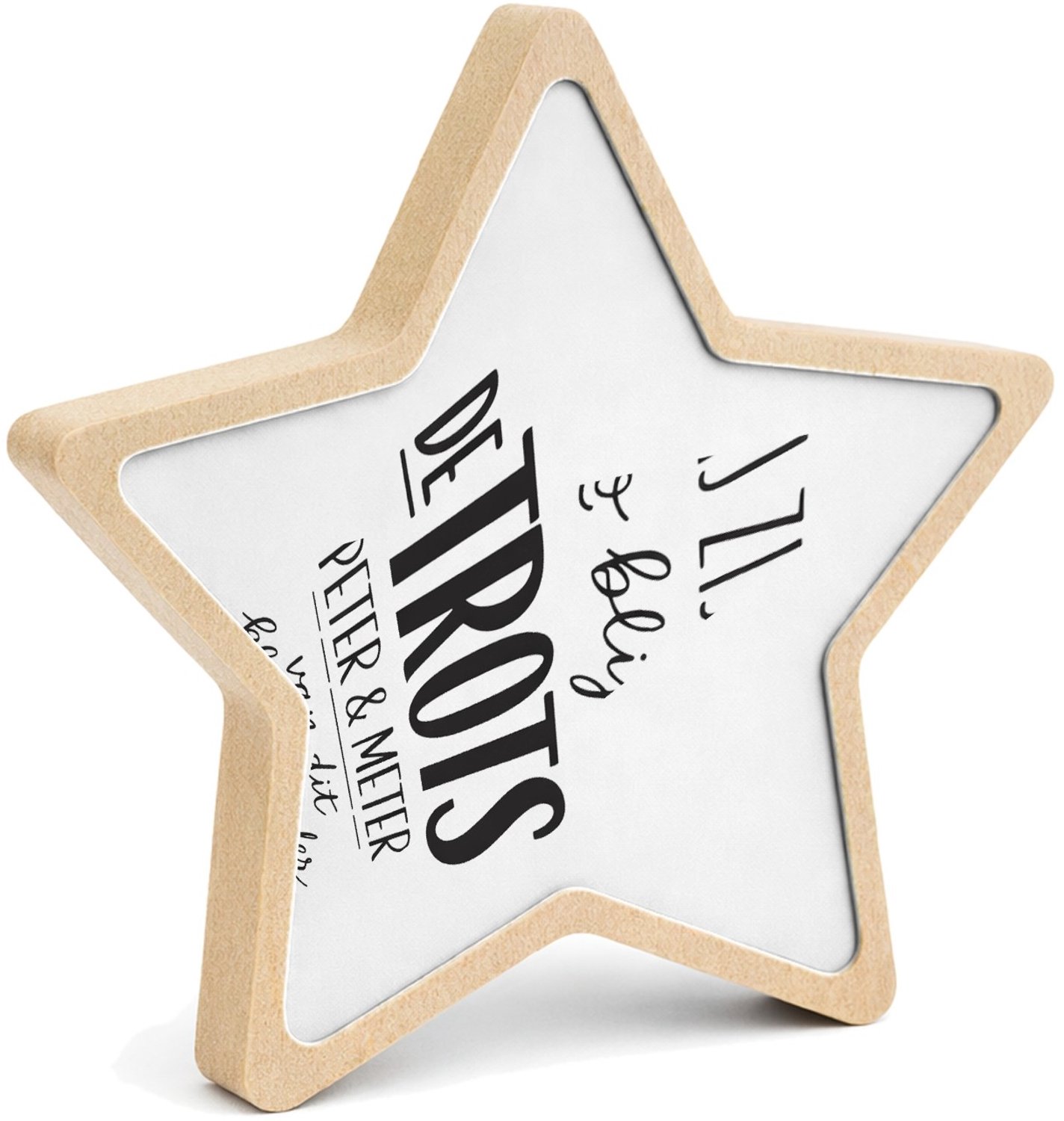 Mr Cadeautjes MDF fotolijst ster 14 x 13,5 - design Een minimalistisch babycadeau met speelse typografie en een | cadeau Wit