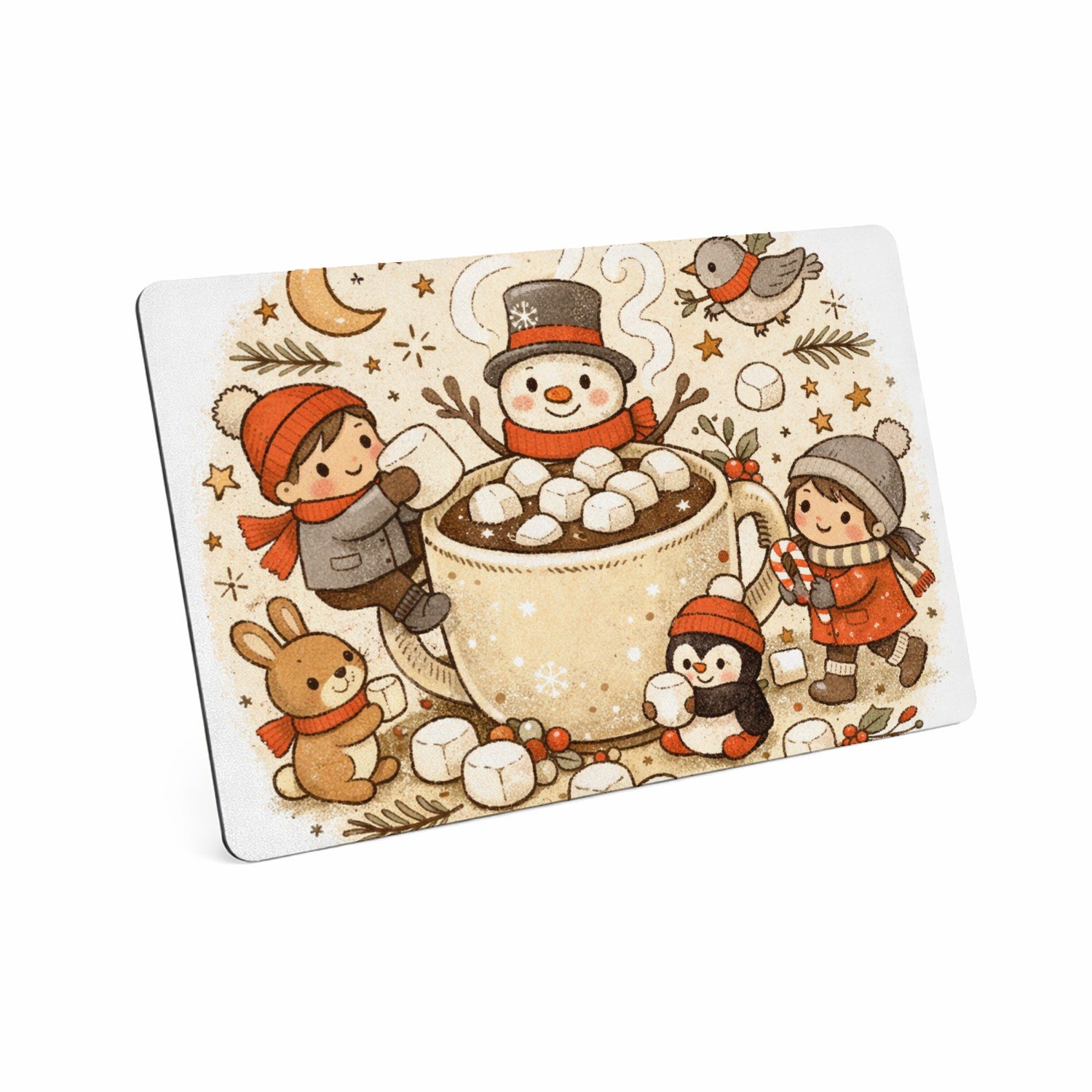 Mr Cadeautjes MDF magnetische fotolijst 28 x 19 - design Een knusse winterkeuken-scène met bewegende figuren rond een | cadeau Wit