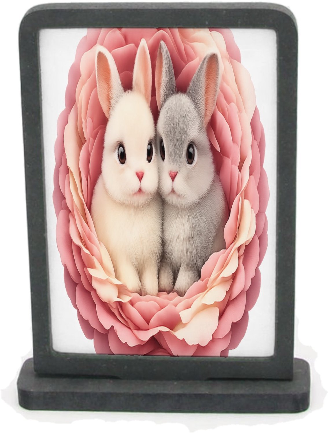 Mr Cadeautjes Houten fotolijst rechthoek met MDF inleg - design Een knusse dierenprint met een vergelijkbaar omlijstend nest | cadeau Wit