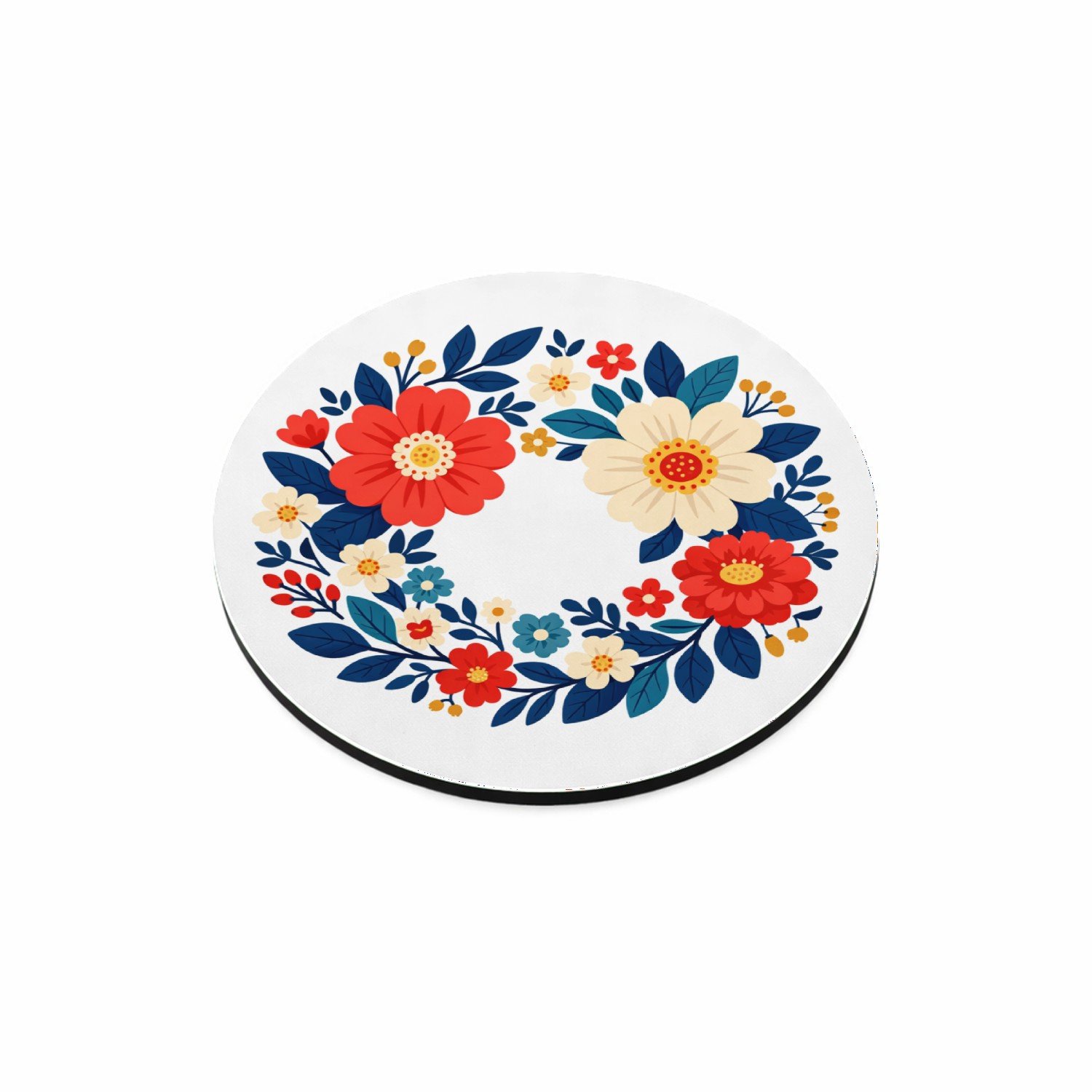 Mr Cadeautjes MDF magnetische fotolijst rond Ø 9,5 - design Een nieuwe retro-cadeauprint met een botanische rand en een | cadeau Wit