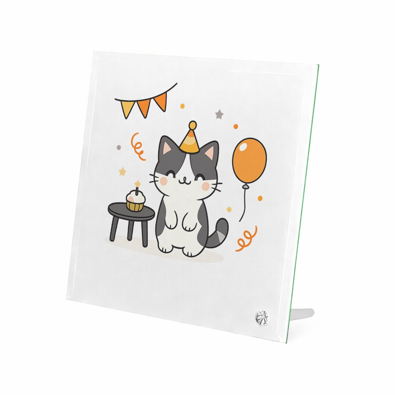 Mr Cadeautjes Glasframe 20 x 20 - design Een minimalistische verjaardagsillustratie met een hond die | cadeau Wit