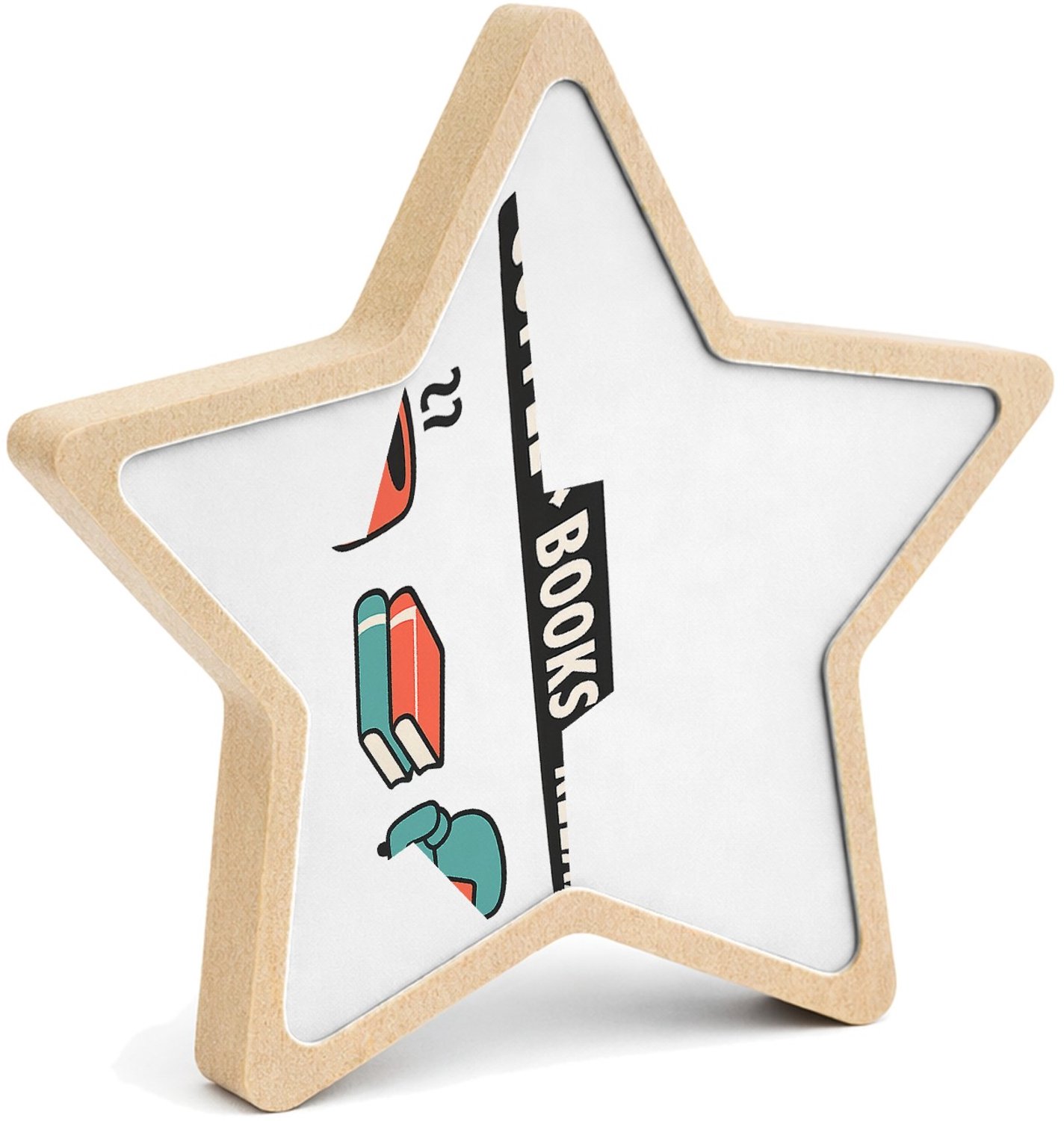 Mr Cadeautjes MDF fotolijst ster 14 x 13,5 - design Drie-onderdelen grapcompositie met een losse hoofdafkorting | cadeau Wit