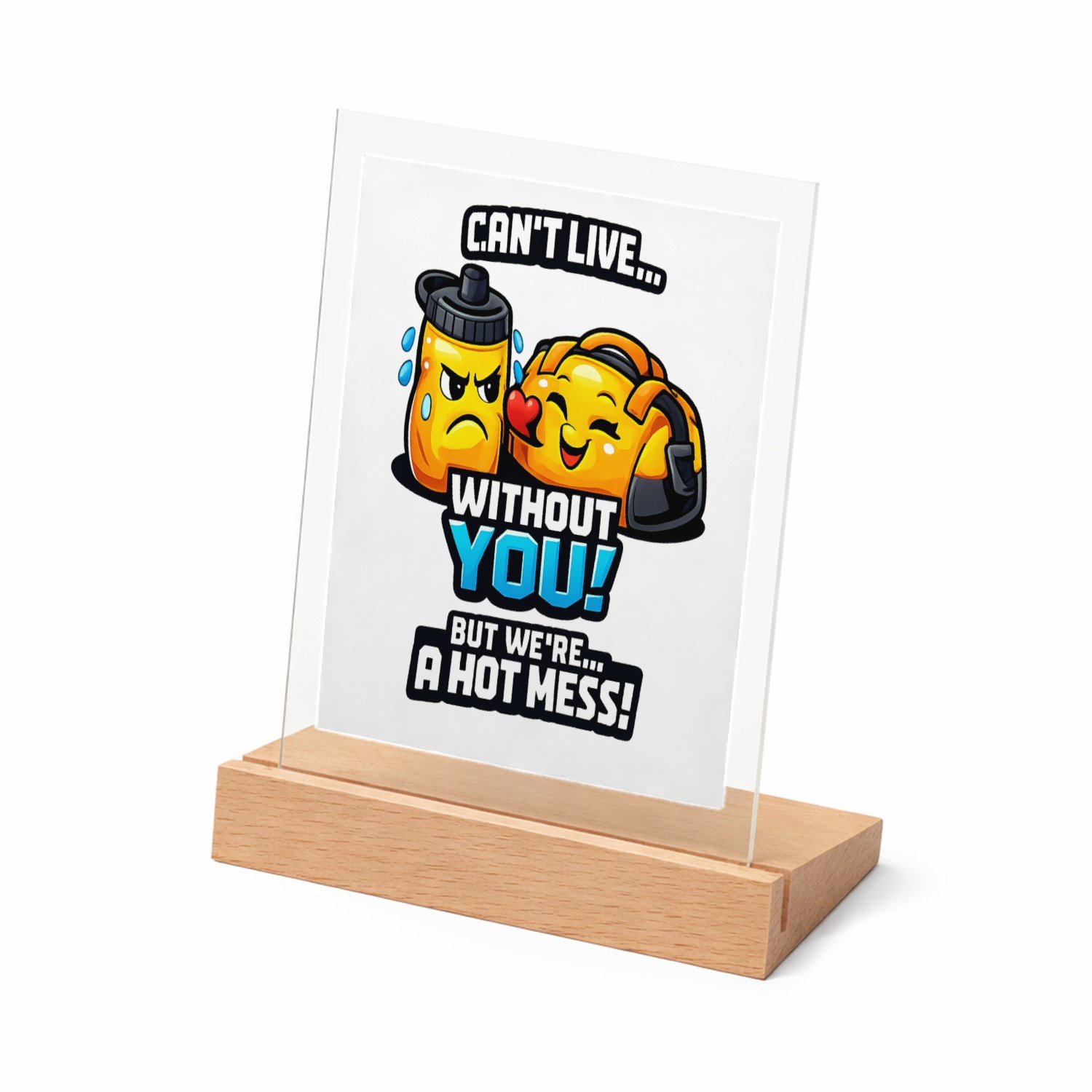 Mr Cadeautjes Glasframe met vaste tekst - design Een speels cadeau-design met twee objecten die elkaar 'tegen | cadeau Wit