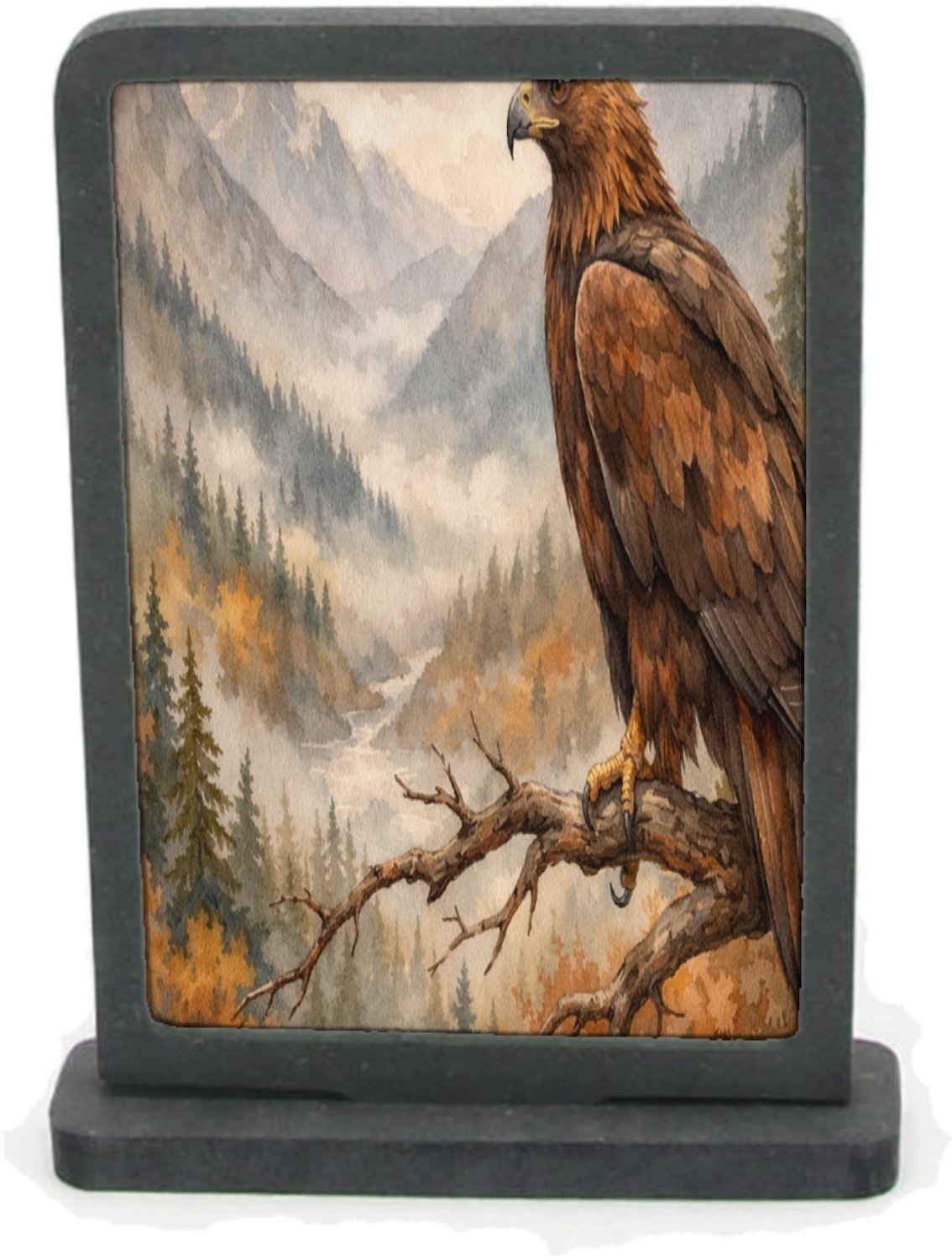 Mr Cadeautjes Houten fotolijst rechthoek met MDF inleg - design Een decoratieve seizoensscène met een herkenbaar wilddier en | cadeau Wit
