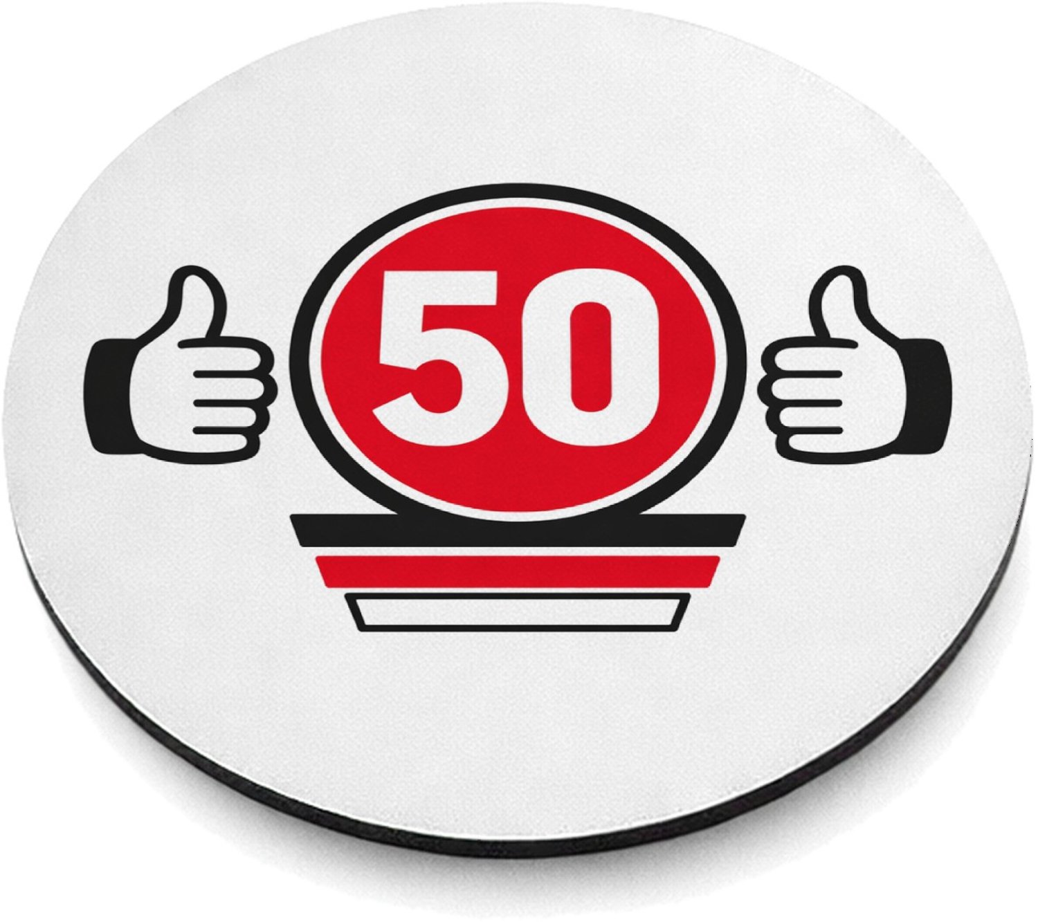 Mr Cadeautjes MDF magnetische fotolijst rond Ø 9,5 - design Een compacte verjaardagsbadge met een eigenzinnige sportieve | cadeau Wit