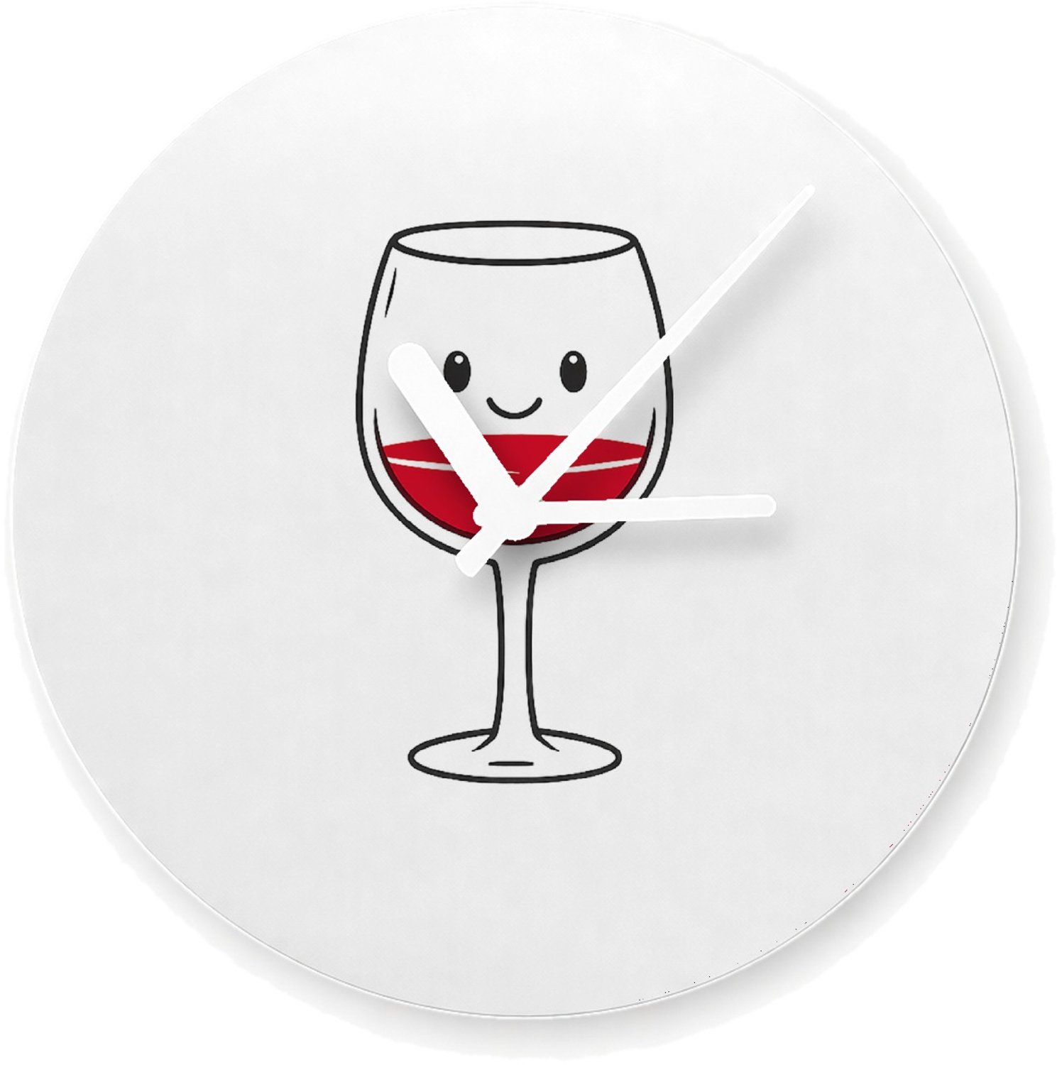 Mr Cadeautjes Glazen klok Ø 20 - design Een minimalistische koffiebeker met een blij gezicht en een | cadeau Wit