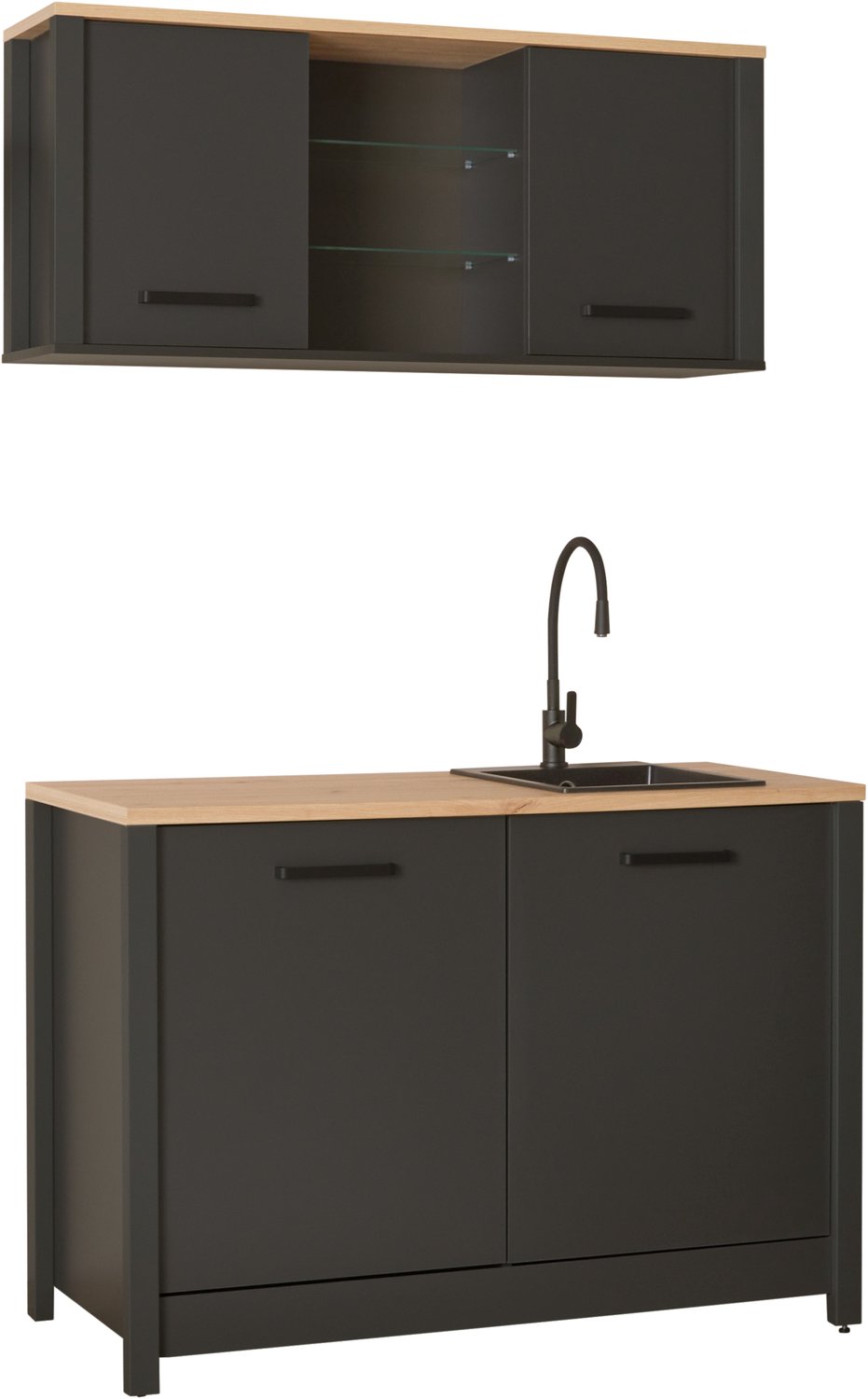 Furnilux Keukenblok Veneto Bundle 01 antraciet met wandkast, 260,6 cm Grijs