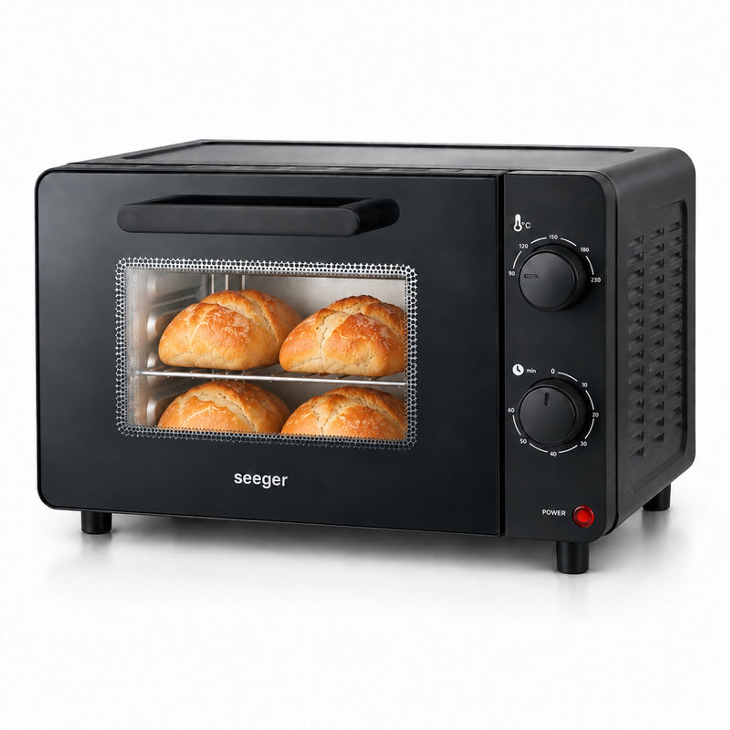 Seeger Mini Oven 10 Liter – Elektrisch met Timer & Temperatuurregeling 90-230°C – PFAS-vrij – Zwart - SGR1900BK