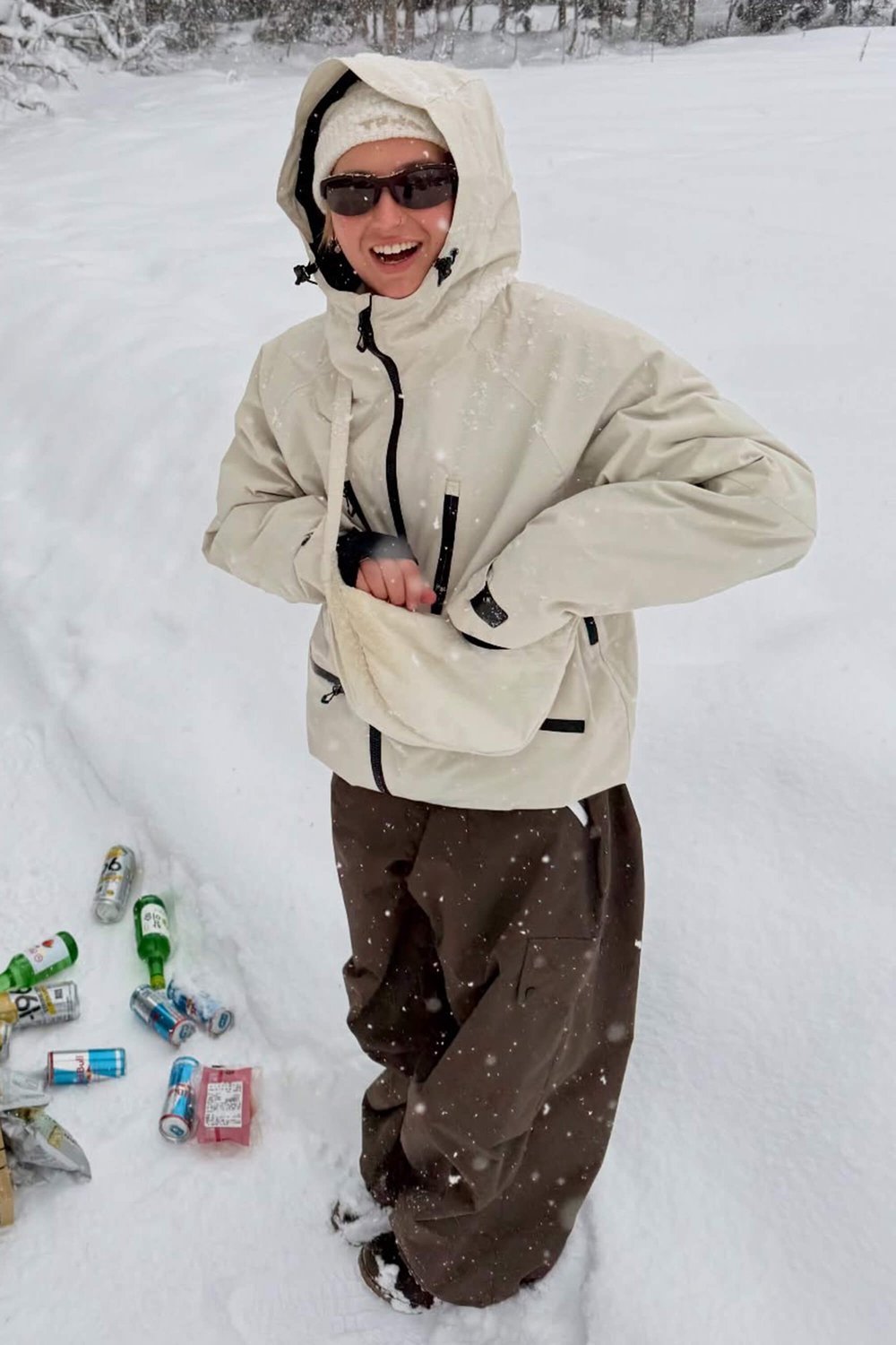 GSOU SNOW Gevoerde multifunctionele ski- en snowboardjas 15K waterdicht Gebroken Creme
