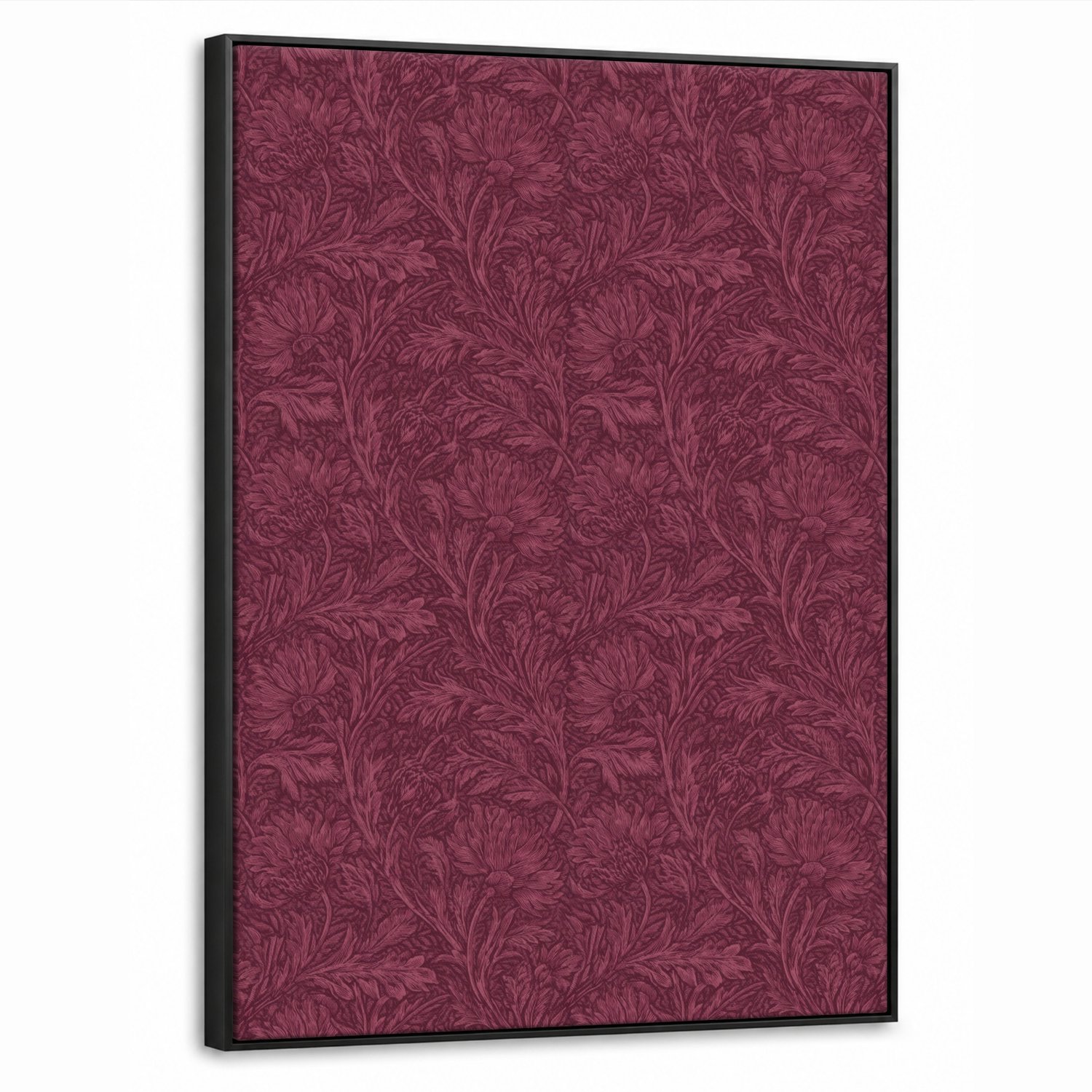 Canvas Schilderij met Baklijst 70x100cm - Bladeren - Patroon - Paars - Muurdecoratie woonkamer - Slaapkamer decoratie - Kamer accessoires - Schilderijen op canvas met lijst
