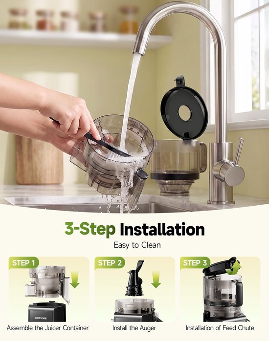 Slowjuicer - 158 mm Voergoot - Hele Vruchten - Zwart — afbeelding 2