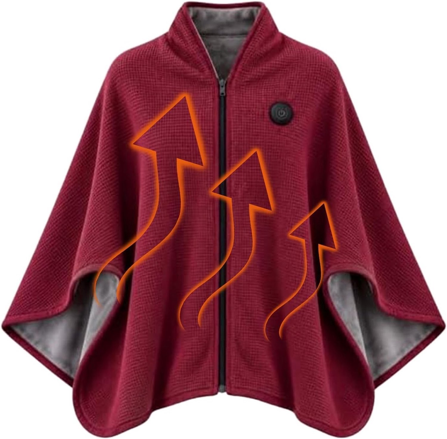 Heated Shawl - USB Elektrische Deken - 3 Standen - Wasbare - Warmtedeken 1 Persoons - Elektrische Cape met Rits - Voor Gebruik Binnen en Buiten - Draadloze - Draagbare verwarmde omslagdoek - Elektrische Cape met Rits - Elektrische deken - Rood – foto 7
