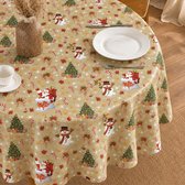 Protecttable - Rond Kerst Tafelzeil Kerstman Goud Ø138cm - Tafelkleed Afwasbaar - Kunststof