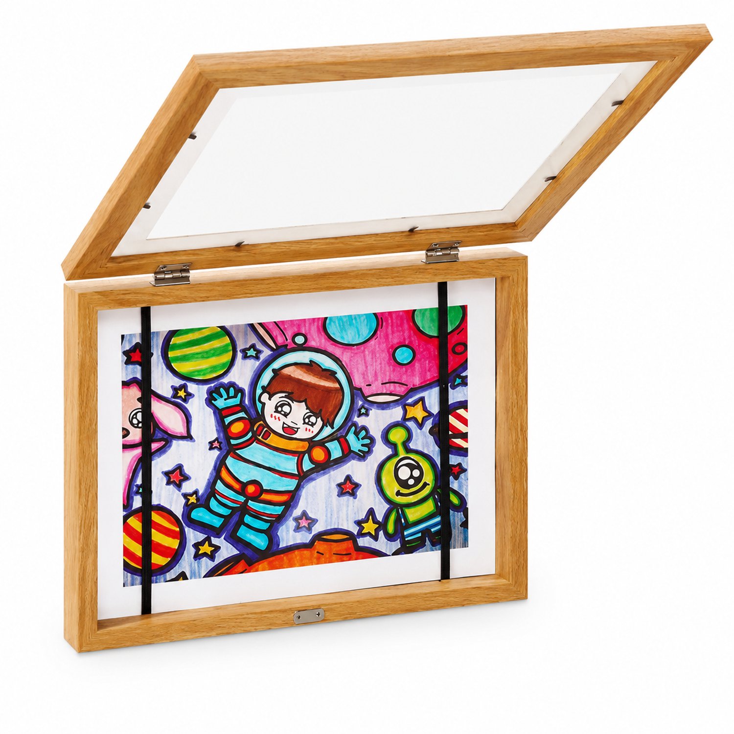 SWGOTA A4 opberglijst met openklapbare voorkant en magneetsluiting - MDF in naturel houtkleur - Voor tekeningen en certificaten van 21 x 29,7 cm
