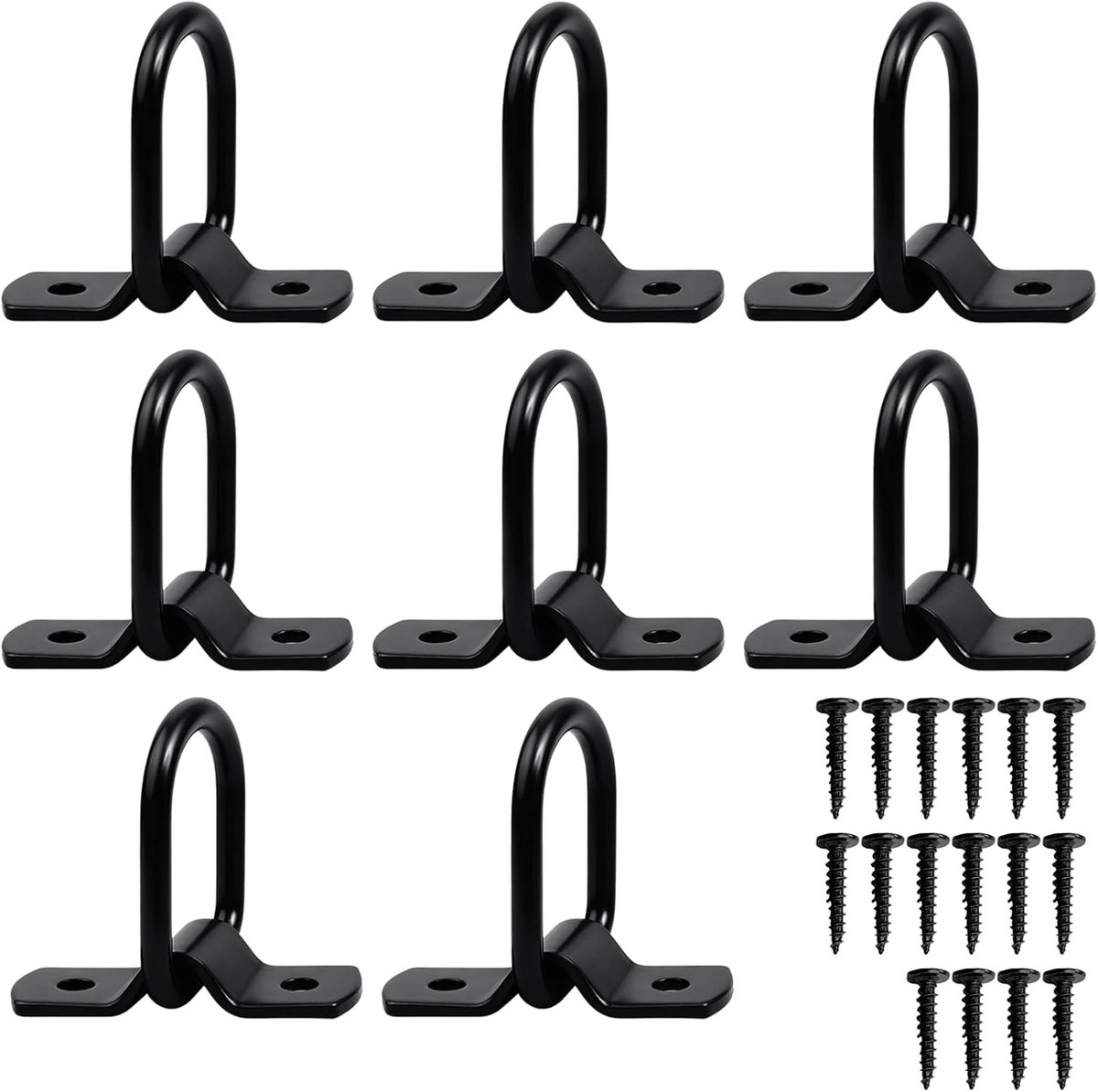 Set van 8 D-ringen met schroeven voor zware belasting, lashing ogen en bevestigingsringen voor vrachtwagens, boten en vrachtbeveiliging