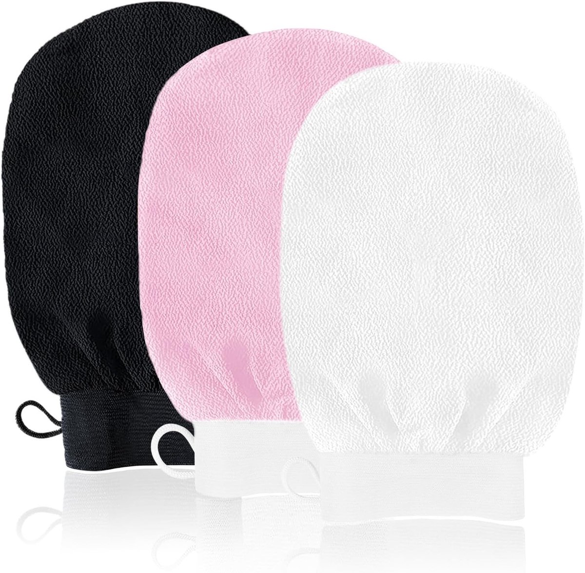 Peeling Handschoenen voor Diepe Exfoliatie, 3 Stuks Dubbelzijdige Scrub Mittens voor Bad, Spa en Huidverzorging, Verwijdering van Dode Huid en Ingegroeide Haren