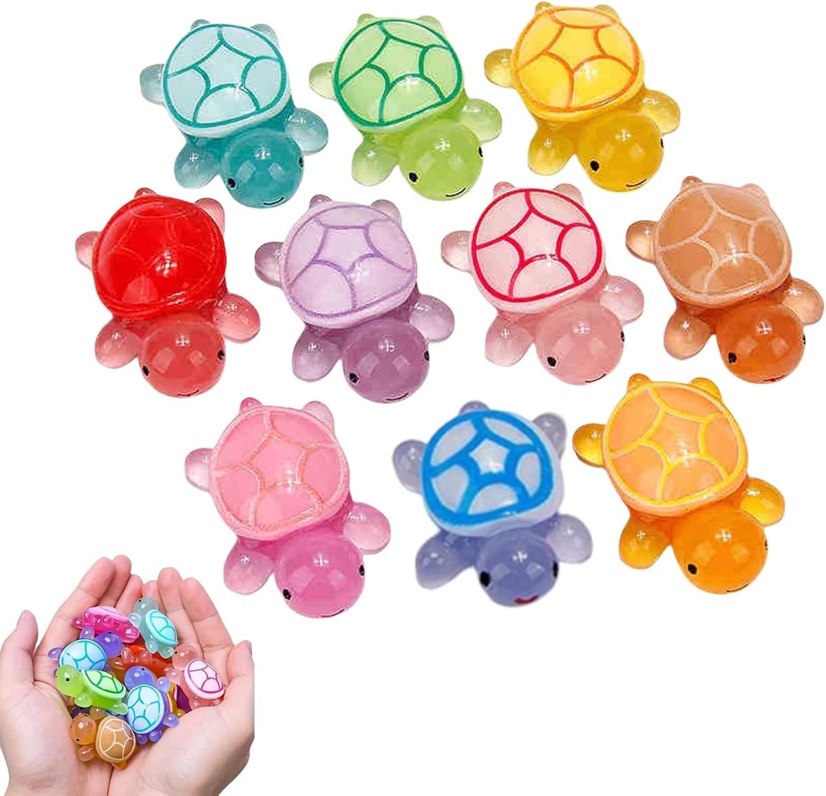 30 Stuks Mini Luminous Schildpadden Figuren, Kleurige Luminous Mini Dieren voor Tuin Decoratie en DIY Micro Landschappen
