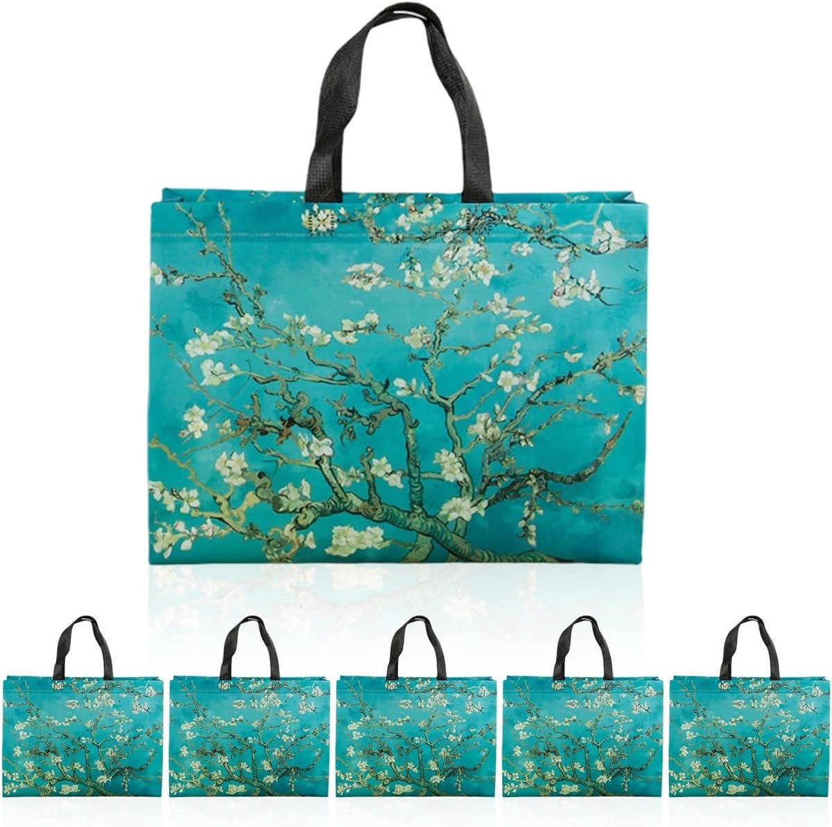 Set van 6 Herbruikbare Winkeltassen, Waterdichte Cadeautassen, Ideaal voor Buitengebruik en Dagelijkse Activiteiten, 33 x