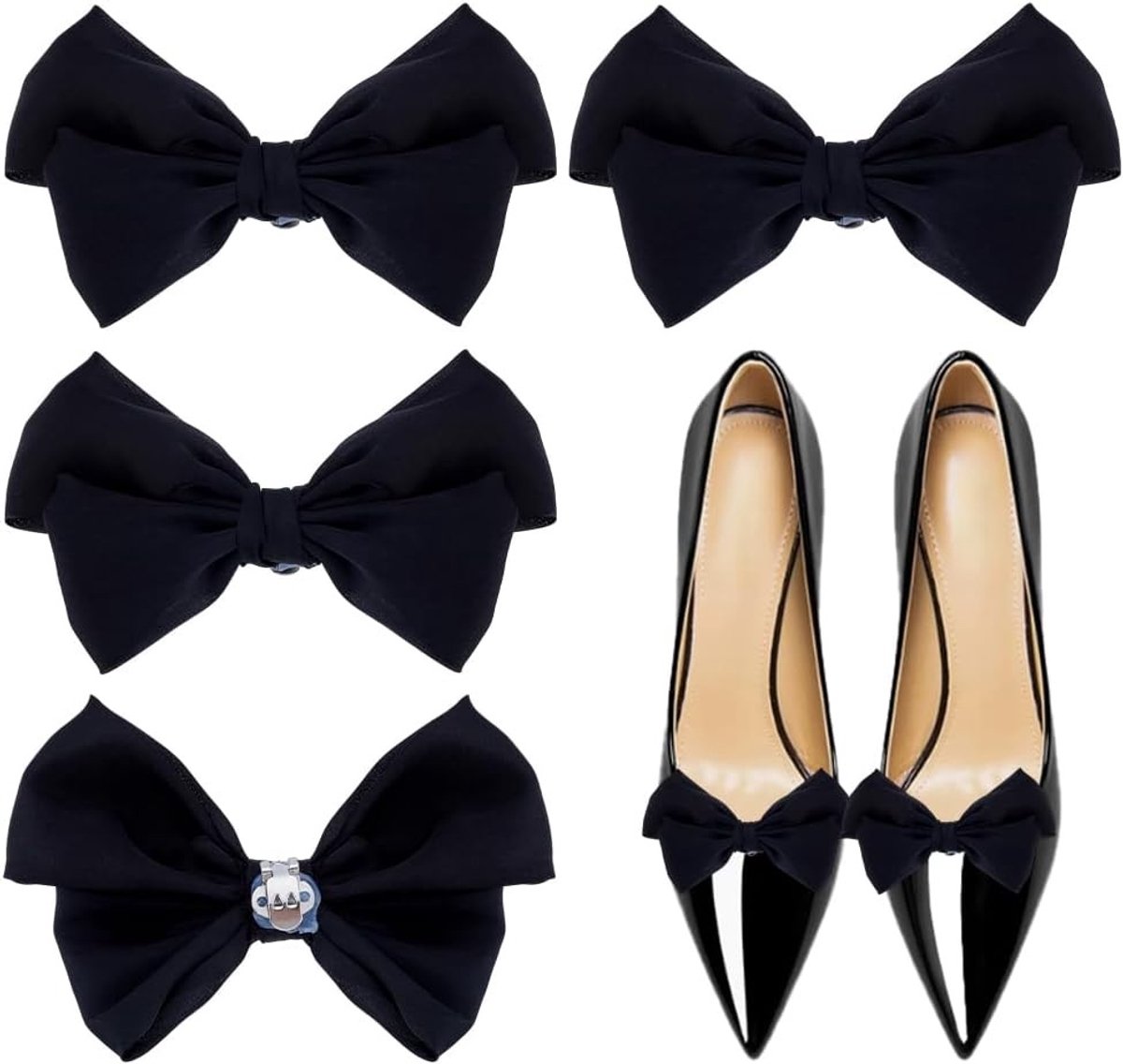 Elegante Satijnen Strik Schoenclips - 4 Stuks - Afneembare Schoenaccessoires voor Dames, Perfect voor Bruiloften en Feestelijke Gelegenheden