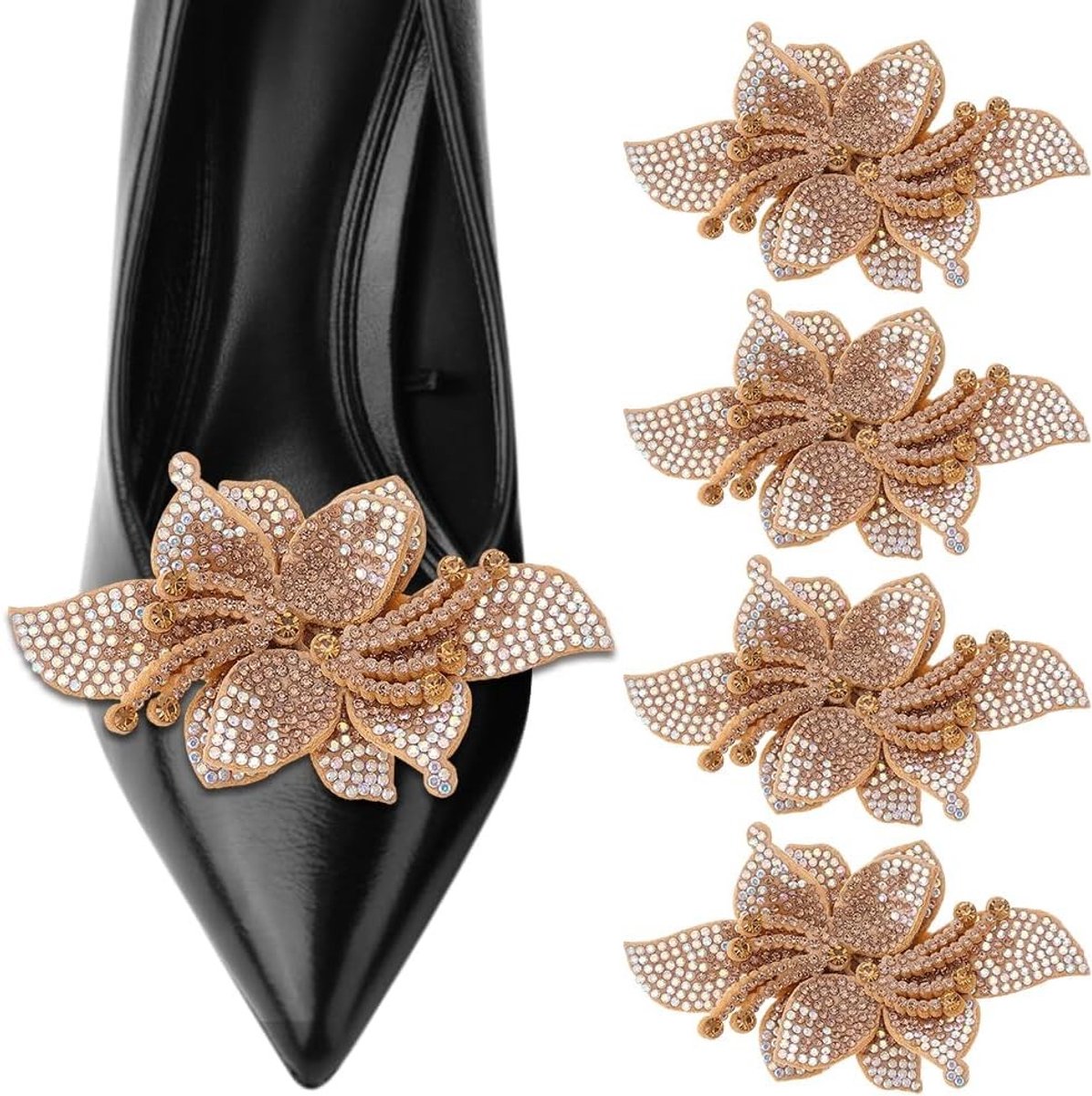 Stereoscopische Bloem Rhinestones Schoen Decor Clip - Metalen Achterkant Buckle voor Dames Sandalen, Hakken en Bruiloften Decoratie