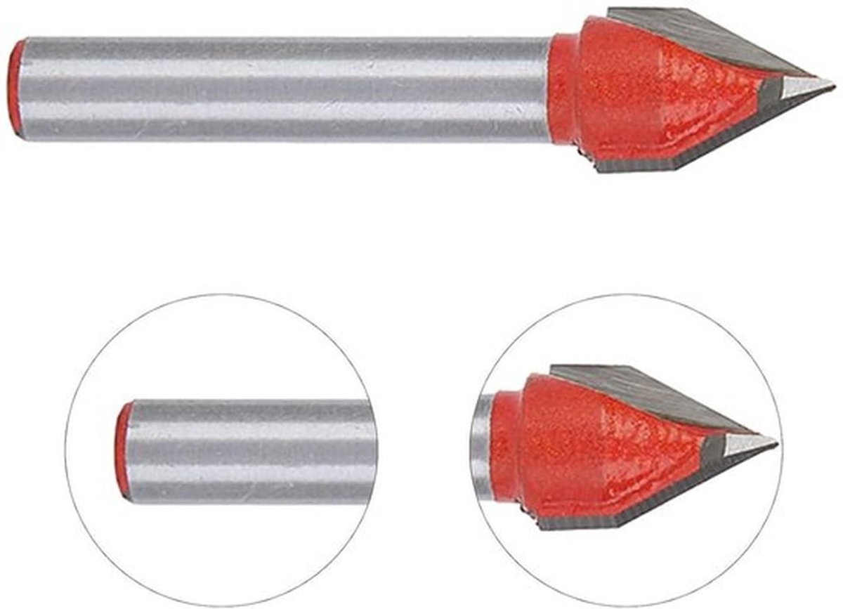 60° Router Graveren Houtbewerking V Groef Bit 6x10mm 1/4 Cutter Tool - Professionele Accessoires Gebruik Schaven Hout.