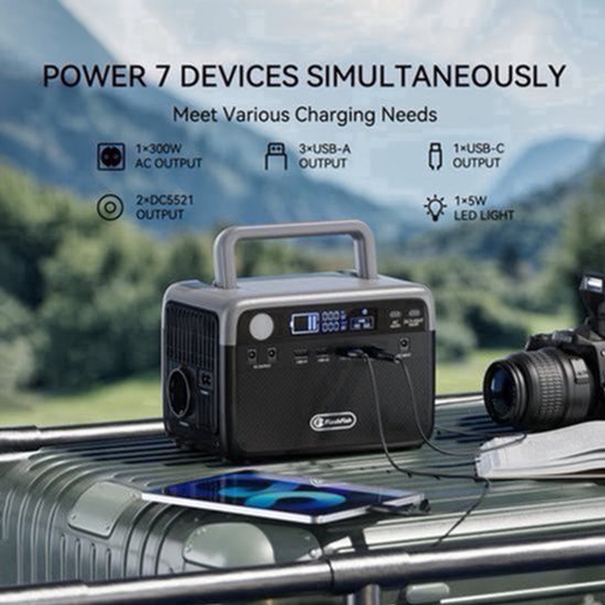 Powerbank – Draagbare Accu – Noodstroomvoorziening – Zonne-energie Generator – Power Station – 230Wh LiFePO4 Batterij – 300W Continu Vermogen