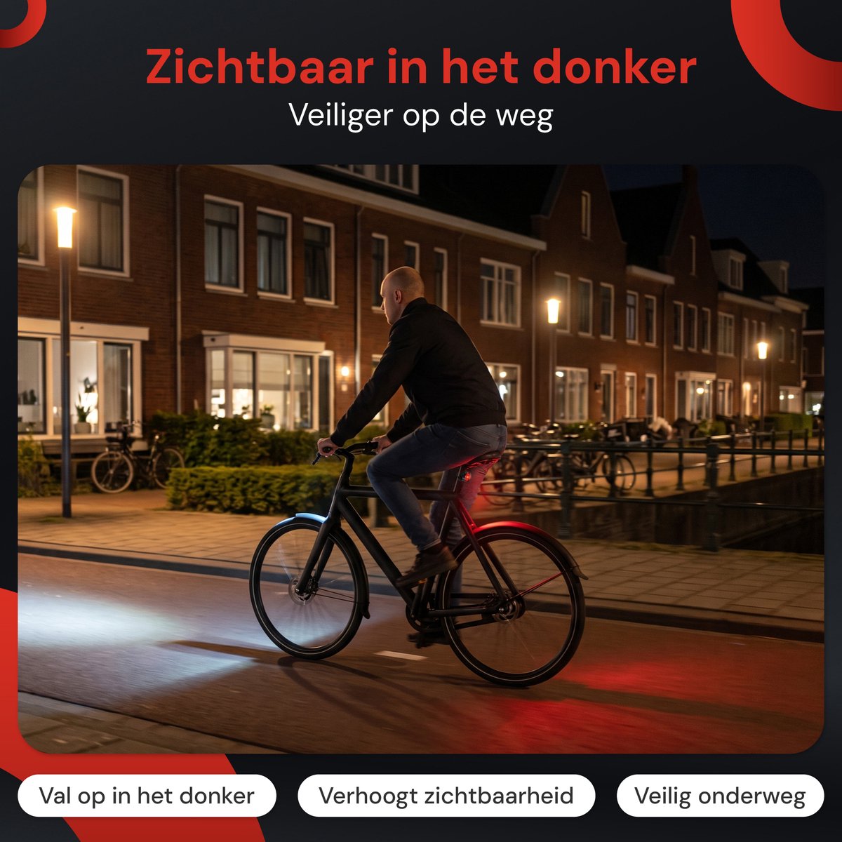 Nuvance Fietslampjes - Fietsverlichting USB Oplaadbaar - Fietslamp Rood en Wit - Voor- en Achterlicht Fiets - Waterdicht - Licht thumbnail 3