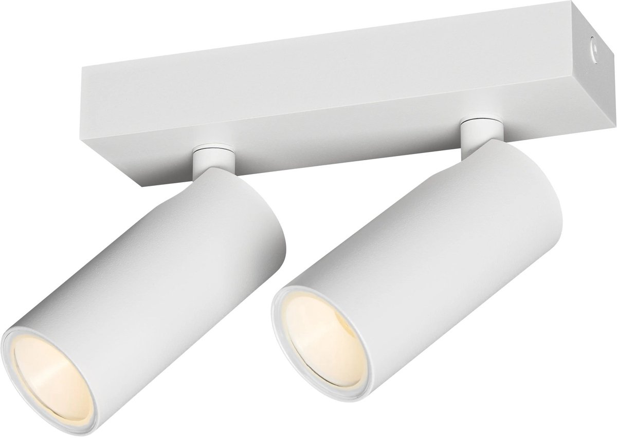 Xia opbouwspot met 2 lichtpunten in wit, GU10 MR11 fitting, dimbaar, kantelbaar en IP44 spatwaterdicht
