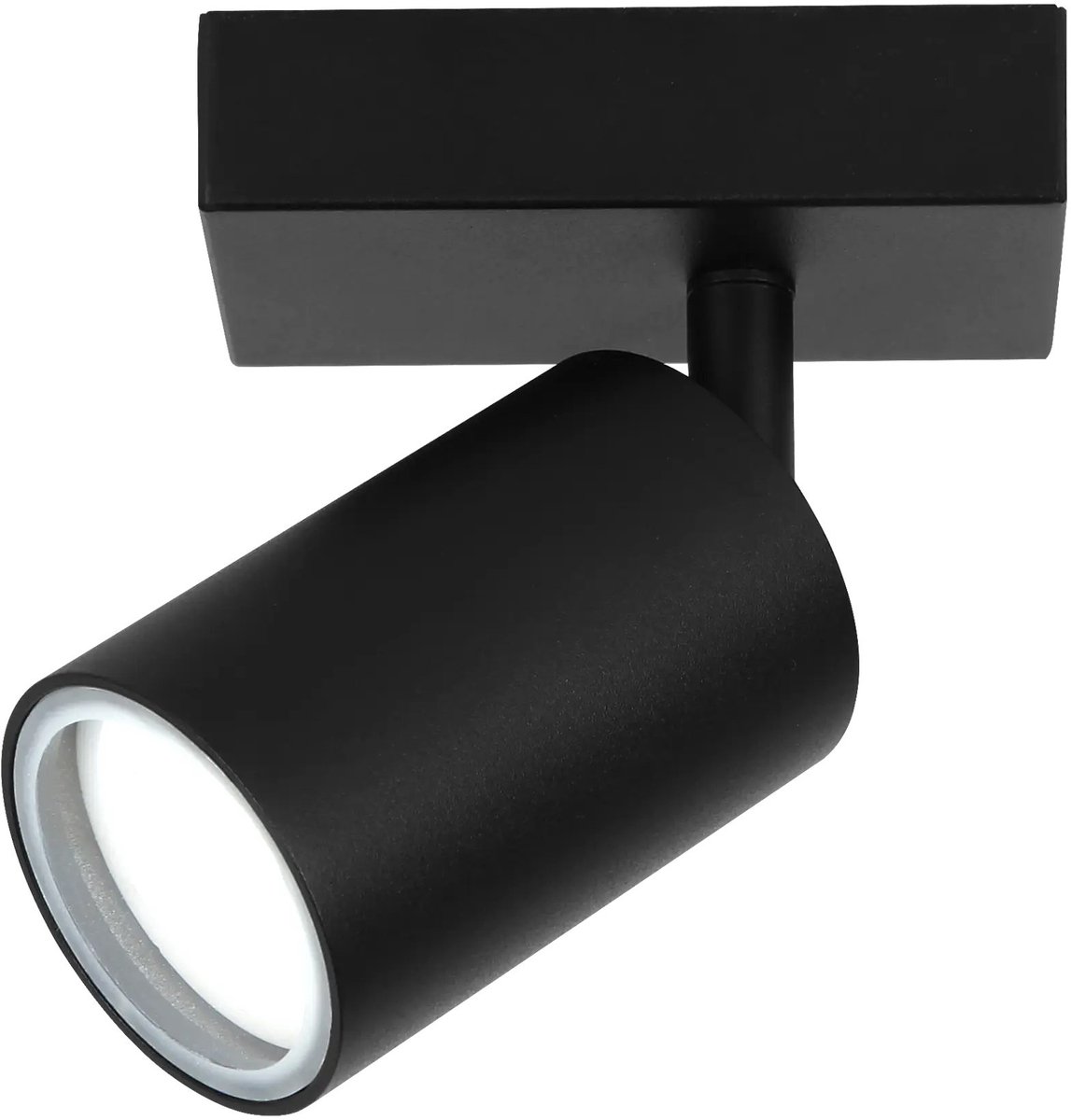 Inaki spot in zwart, kantelbaar, IP44 voor badkamer, GU10 MR16 fitting, 1 lichtpunt, lichtbron niet inbegrepen