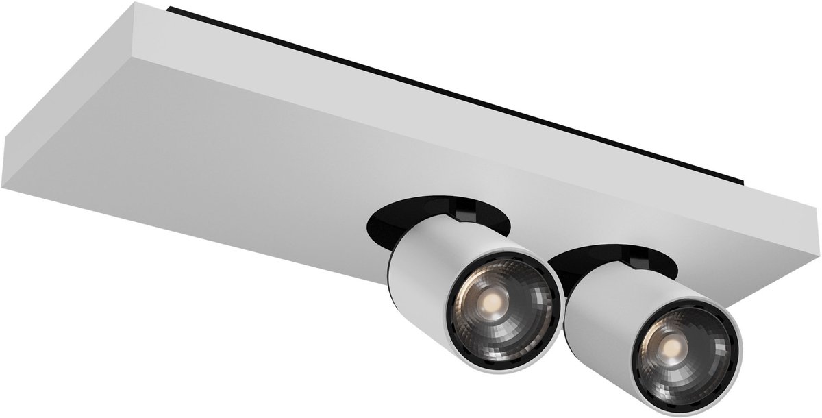 Nysit vierkante opbouwspot met 2 lichtpunten, GU10-fitting, LED inbegrepen, dimbaar, 2800K, IP20