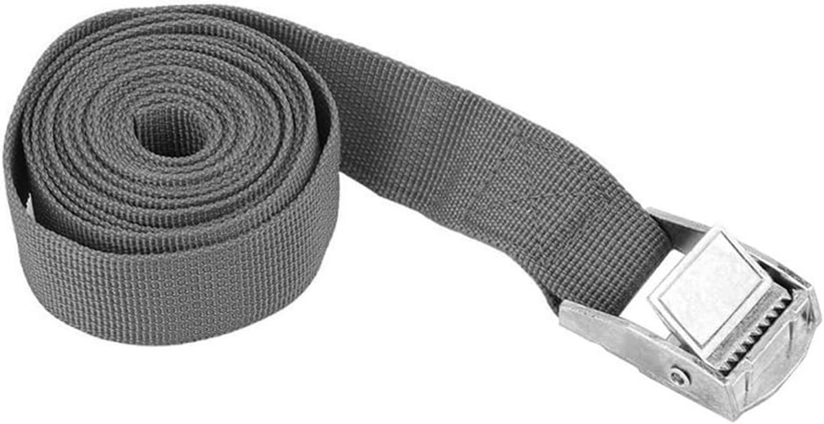 Duurzame Heavy Duty Dakdragerriemen met Snelsluiting, Roestvrij voor Auto en Fiets, 5 m x 2,5 cm, Grijs, Ideaal voor Transport en Bevestiging