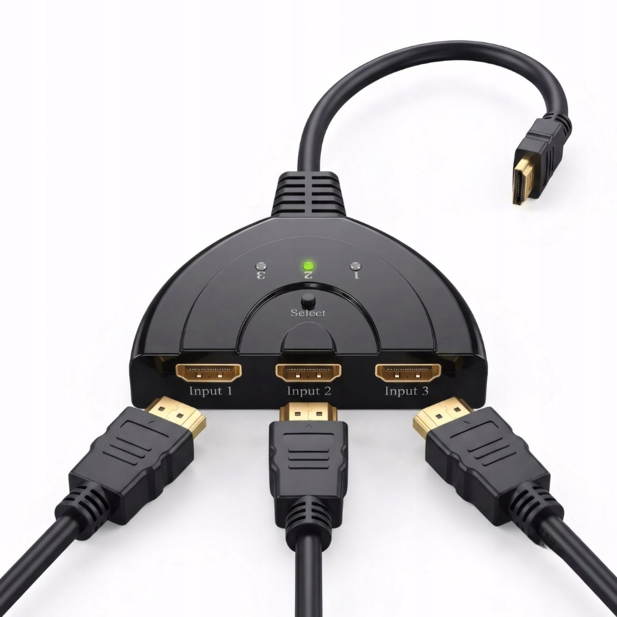 HDMI 3x1 splitter/switcher, Full HD 1080p 3D, verguld, inclusief kabel