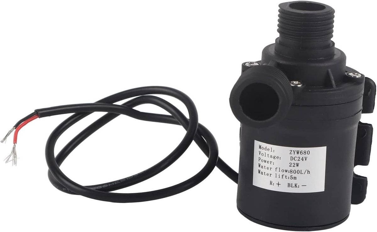 Dompelwaterpomp 800 l/u met borstelloze motor voor circulatie van warm water in zwembad, aquarium en visbassin, DC 24 V, 5 m hoogte