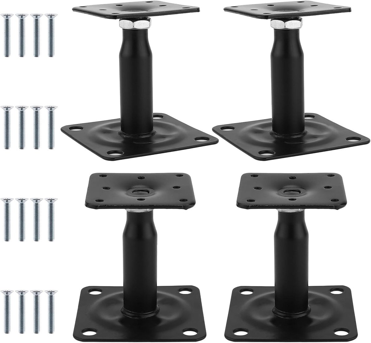Verstelbare steunpalen van gietijzer, 100-150 mm, 4 stuks, voor schappen, carports en tuinen