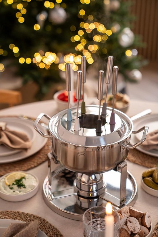 Fondueset 6 personen - Fonduepan met brander - Gezellig Tafelen - Krachtige gasbrander - 20 cm pan - Zilverkleurig — afbeelding 3