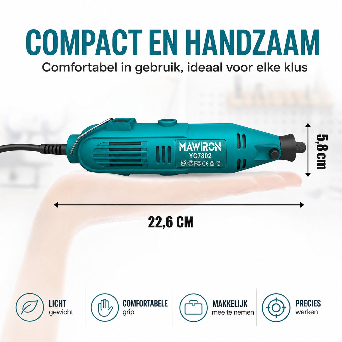 MAWIRON Roterende Multitool 200W – Elektrische Combitool met 6 Snelheden, Flexibele As en Uitgebreide Accessoireset – Slijpen, Schuren, Polijsten, Graveren en Snijden